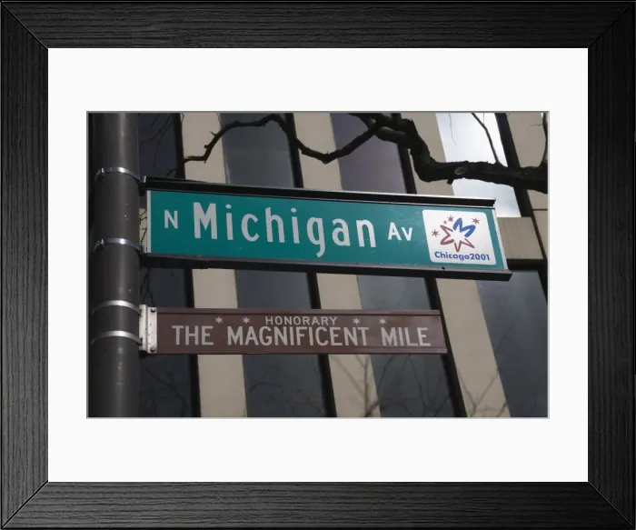 Framed Print : Street signs, Chicago, Illinois, United States of America, North America Framed Print : Street signs, Chicago, Illinois, United States of America, North America