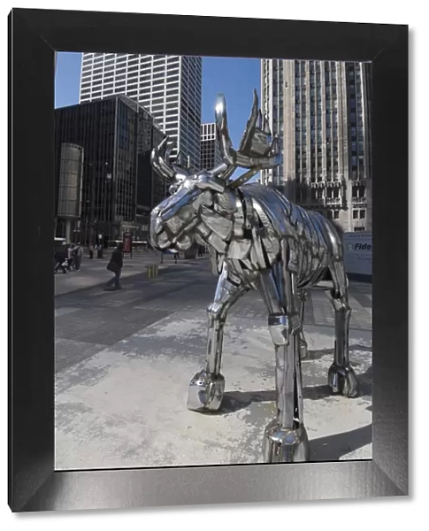 Statue of Moose, near Tribune Building, Chicago, Illinois, United States of America