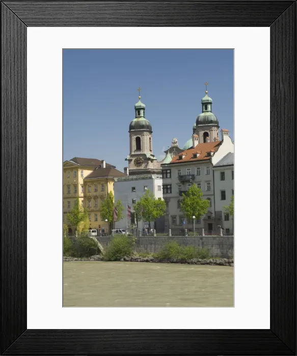 Framed Print : View across the River Inn to the old city centre, Innsbruck, Austria, Europe Framed Print : View across the River Inn to the old city centre, Innsbruck, Austria, Europe