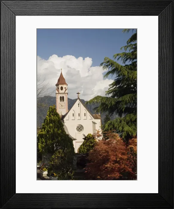 Framed Print : Spring colours, Church of St. John the Baptist, Dorf Tyrol, Sud Tyrol, Italy, Europe Framed Print : Spring colours, Church of St. John the Baptist, Dorf Tyrol, Sud Tyrol, Italy, Europe