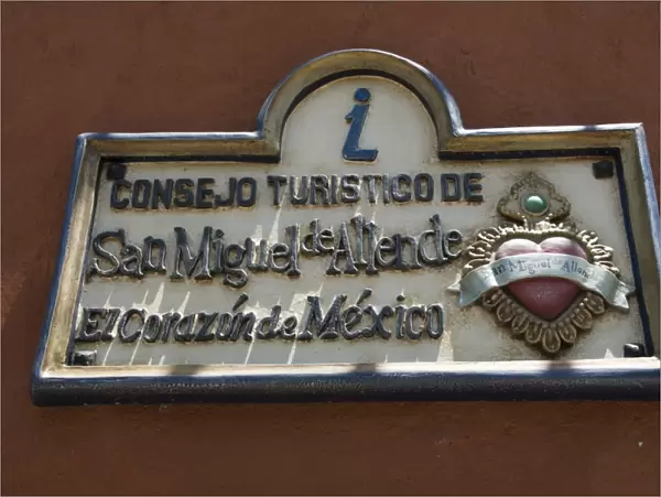 Tourist office sign, San Miguel, Guanajuato State, Mexico, North America