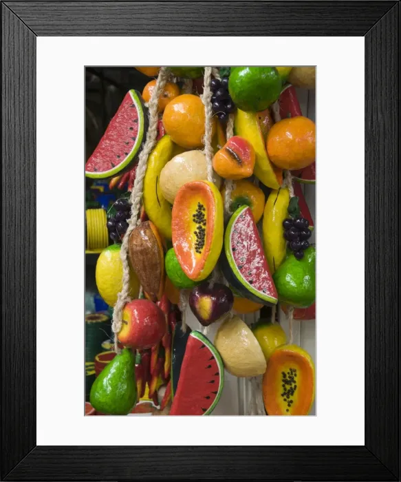 Framed Print : Decorative wooden fruit, Guanajuato, Guanajuato State, Mexico, North America Framed Print : Decorative wooden fruit, Guanajuato, Guanajuato State, Mexico, North America