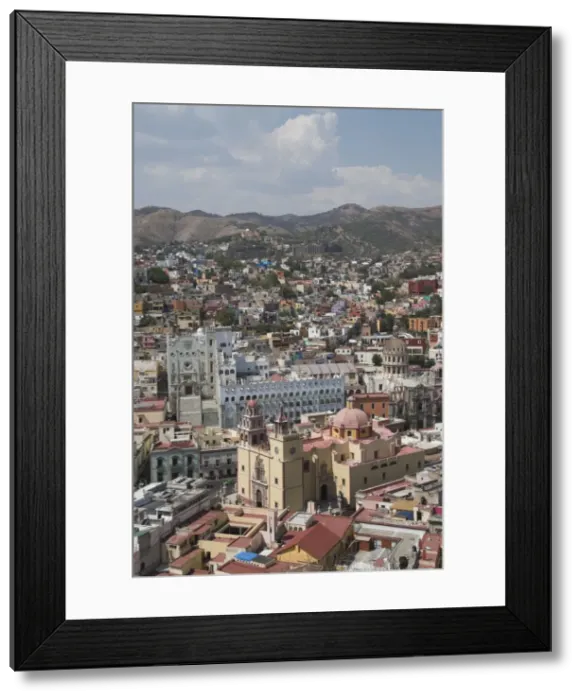 Framed Print : The Basilica de Nuestra Senora de Guanajuato, the yellow building in the foreground Framed Print : The Basilica de Nuestra Senora de Guanajuato, the yellow building in the foreground