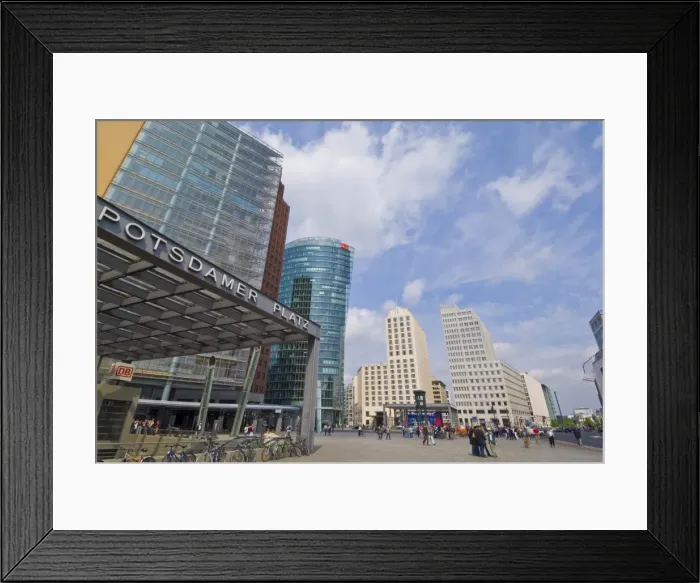 Framed Print : New modern buildings in Potsdamer Platz near the Bahnhof (railway station) Framed Print : New modern buildings in Potsdamer Platz near the Bahnhof (railway station)