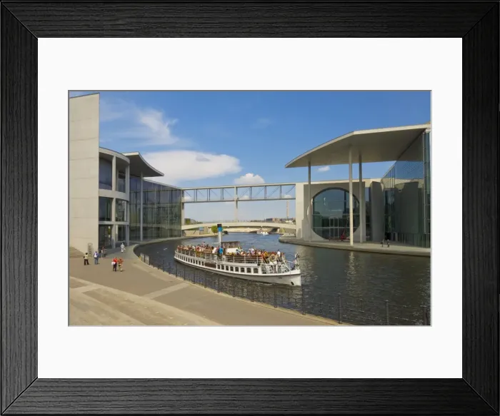 Framed Print : Tourist cruise boat on the river Spree passing the Marie-Elizabeth-Luders Haus Framed Print : Tourist cruise boat on the river Spree passing the Marie-Elizabeth-Luders Haus