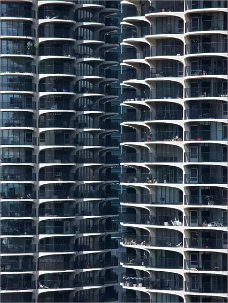 Close-up of Marina Citys twin towers, Chicago, Illinois, United States of America