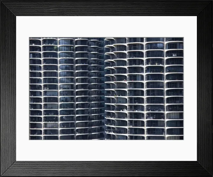 Framed Print : Close-up of Marina Citys twin towers, Chicago, Illinois, United States of America Framed Print : Close-up of Marina Citys twin towers, Chicago, Illinois, United States of America