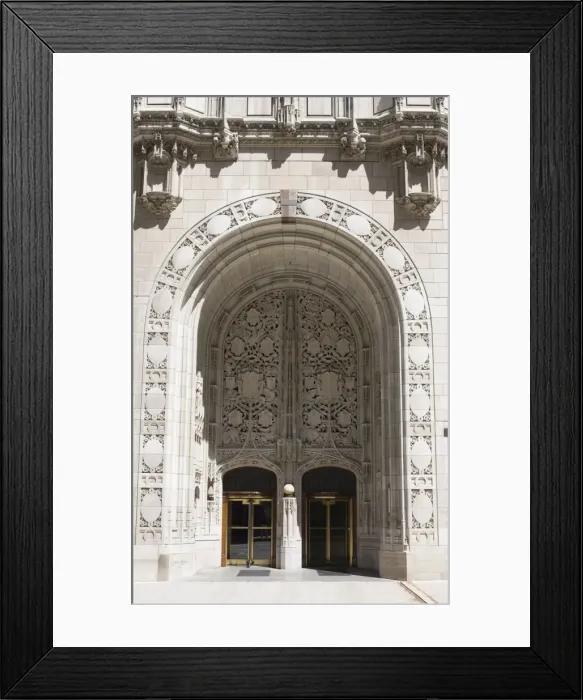 Framed Print : Ornate Gothic style entrance to the Tribune Tower, Chicago, Illinois, United States of America Framed Print : Ornate Gothic style entrance to the Tribune Tower, Chicago, Illinois, United States of America