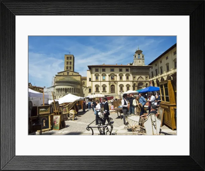 Framed Print : Antiquarian Fair in Piazza Vasari, Arezzo, Tuscany, Italy, Europe