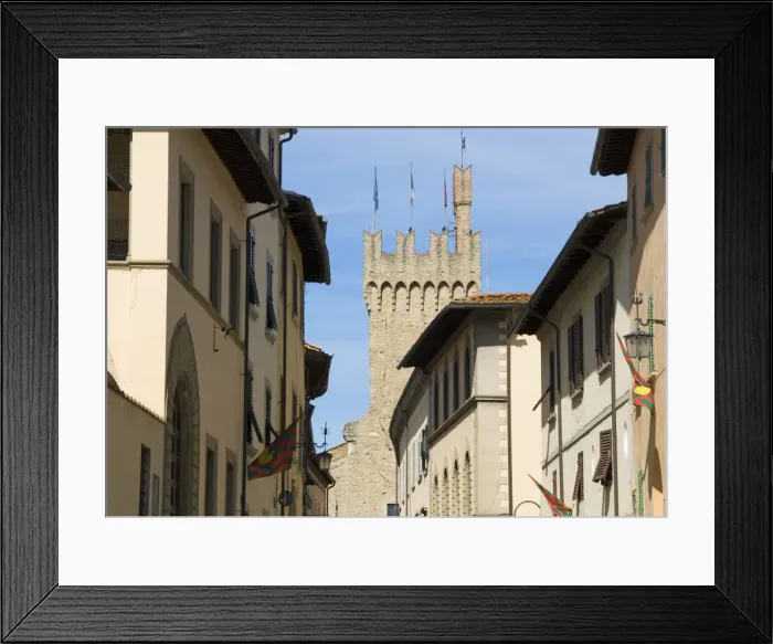 Framed Print : Via dell Orto and Town Hall Tower, Arezzo, Tuscany, Italy, Europe
