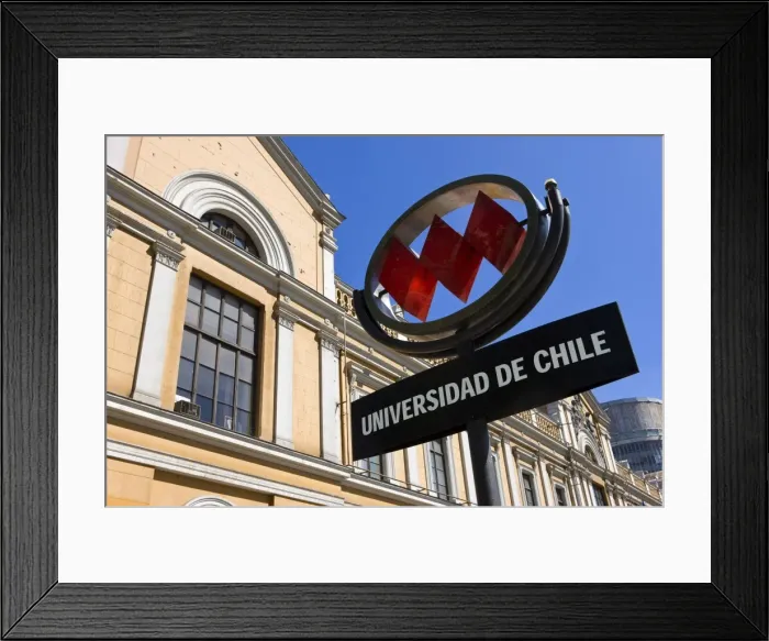 Framed Print : University of Chile (Universidad de Chile) and Metro sign, Santiago, Chile, South America Framed Print : University of Chile (Universidad de Chile) and Metro sign, Santiago, Chile, South America