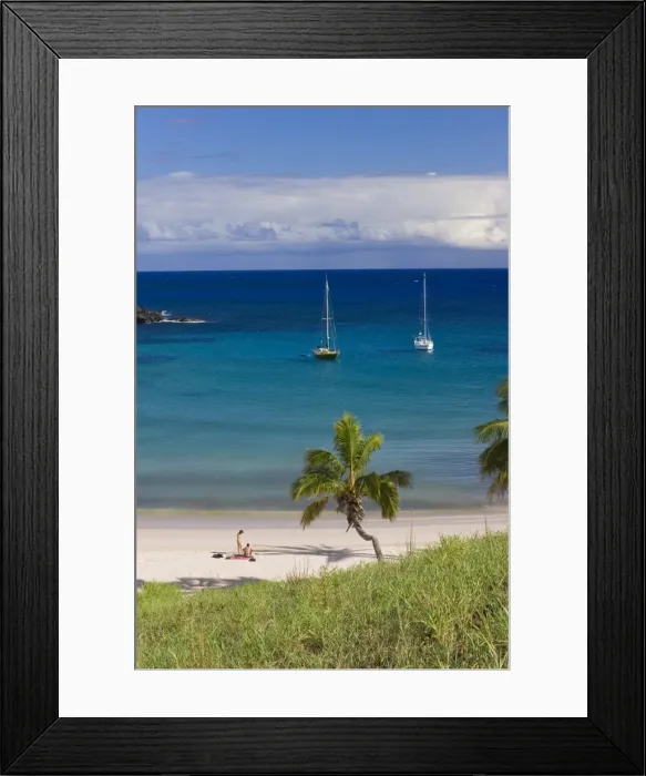 Framed Print : Anakena beach, the only white sand beach on the Island, Rapa Nui (Easter Island) Framed Print : Anakena beach, the only white sand beach on the Island, Rapa Nui (Easter Island)