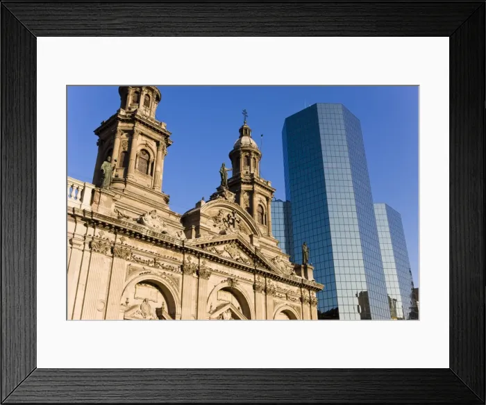 Framed Print : Cathedral Metropolitana and modern office building in Plaza de Armas, Santiago Framed Print : Cathedral Metropolitana and modern office building in Plaza de Armas, Santiago