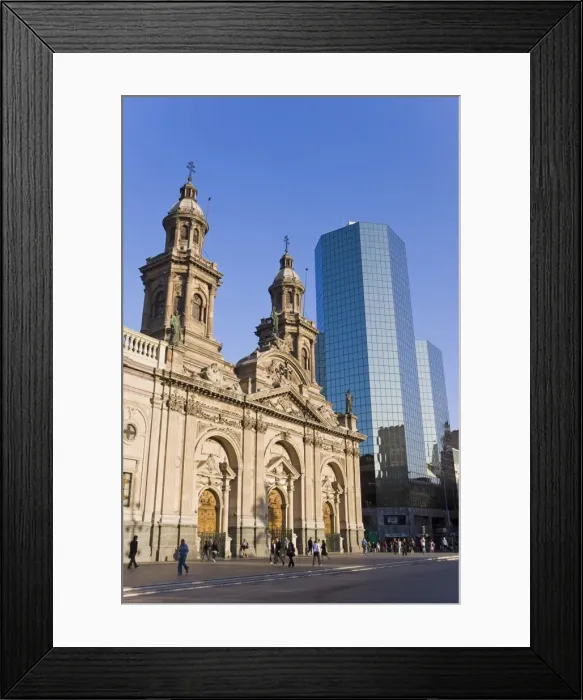 Framed Print : Cathedral Metropolitana and modern office building in Plaza de Armas, Santiago Framed Print : Cathedral Metropolitana and modern office building in Plaza de Armas, Santiago