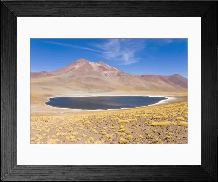 Framed Print : Laguna Miscanti at an altitude of 4300m and the peak of Cerro Miniques at 5910m Framed Print : Laguna Miscanti at an altitude of 4300m and the peak of Cerro Miniques at 5910m
