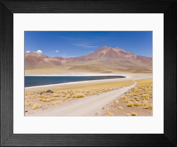 Framed Print : Laguna Miscanti at an altitude of 4300m and the peak of Cerro Miniques at 5910m Framed Print : Laguna Miscanti at an altitude of 4300m and the peak of Cerro Miniques at 5910m