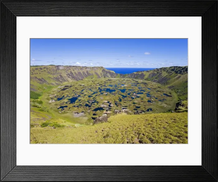 Framed Print : Crater of Ranu Kau, Rapa Nui (Easter Island), Chile, South America Framed Print : Crater of Ranu Kau, Rapa Nui (Easter Island), Chile, South America