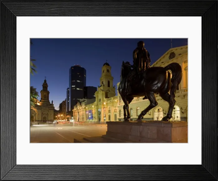 Framed Print : Close-up of the equestrian statue of Pedro de Valdivia in front of the Museo Historico Nacional in Plaza de Armas, Santiago, Chile Framed Print : Close-up of the equestrian statue of Pedro de Valdivia in front of the Museo Historico Nacional in Plaza de Armas, Santiago, Chile
