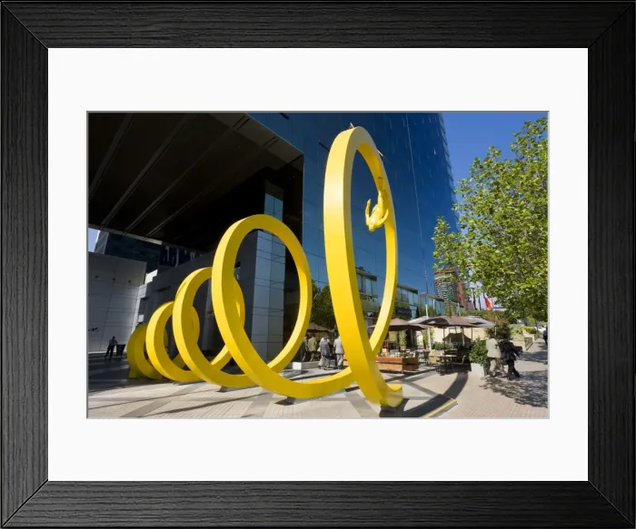 Framed Print : Yellow spiral sculpture in the central business district, Santiago, Chile, South America Framed Print : Yellow spiral sculpture in the central business district, Santiago, Chile, South America