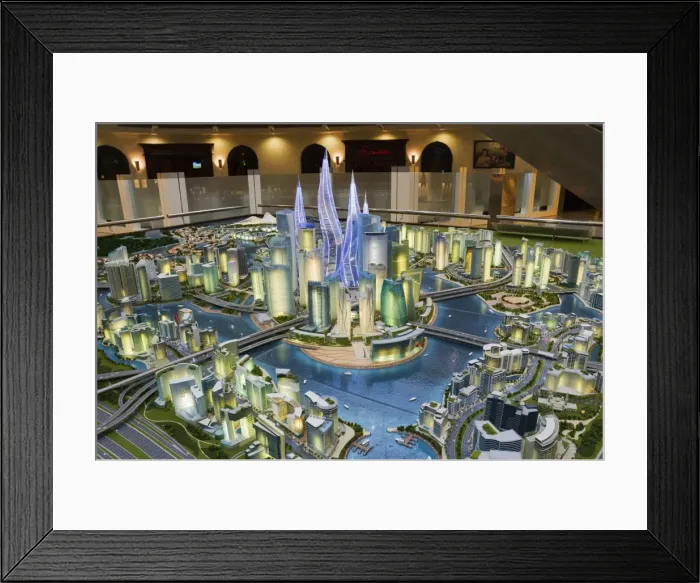 Framed Print : Model of The Lagoons, Dubai, United Arab Emirates, Middle East Framed Print : Model of The Lagoons, Dubai, United Arab Emirates, Middle East