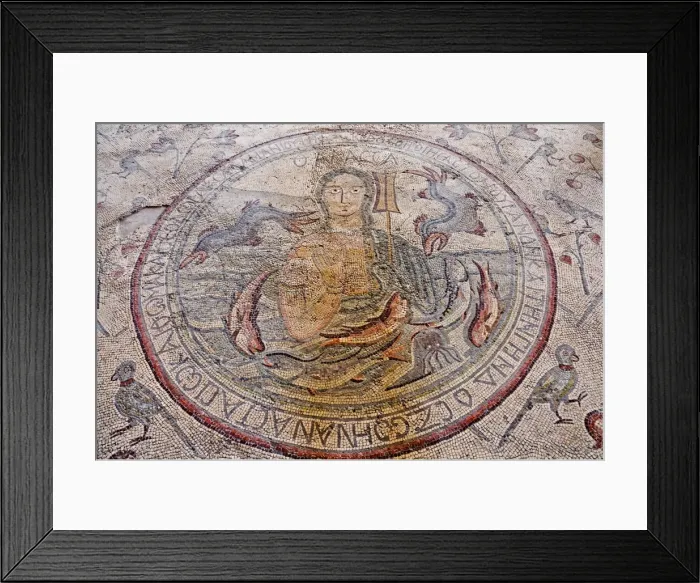 Framed Print : Personification of the Sea floor mosaic, Church of the Apostles, Madaba Framed Print : Personification of the Sea floor mosaic, Church of the Apostles, Madaba