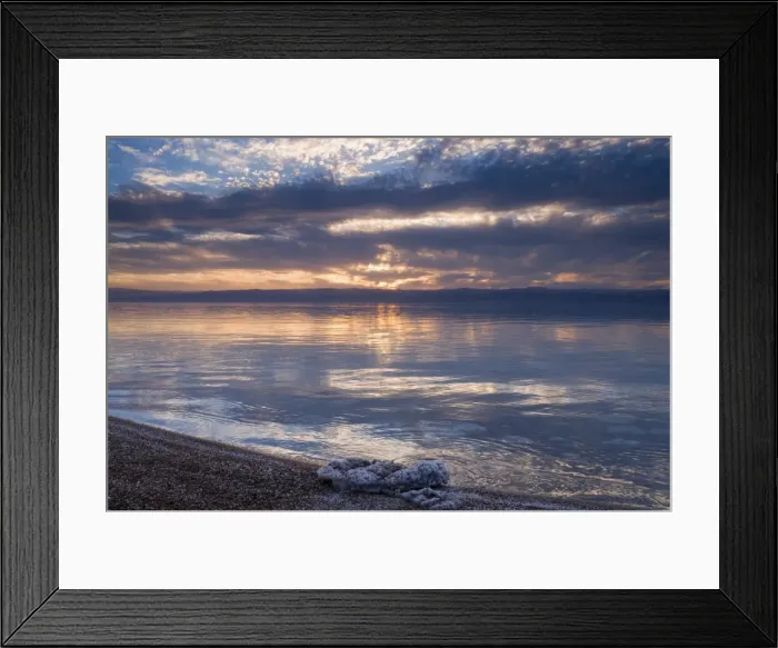 Framed Print : The Dead Sea, with salt crystals, Jordan, Middle East
