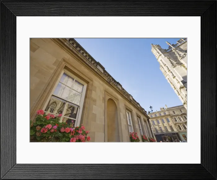 Framed Print : Abbey and reflection in window of Baths, Bath, UNESCO World Heritage Site Framed Print : Abbey and reflection in window of Baths, Bath, UNESCO World Heritage Site