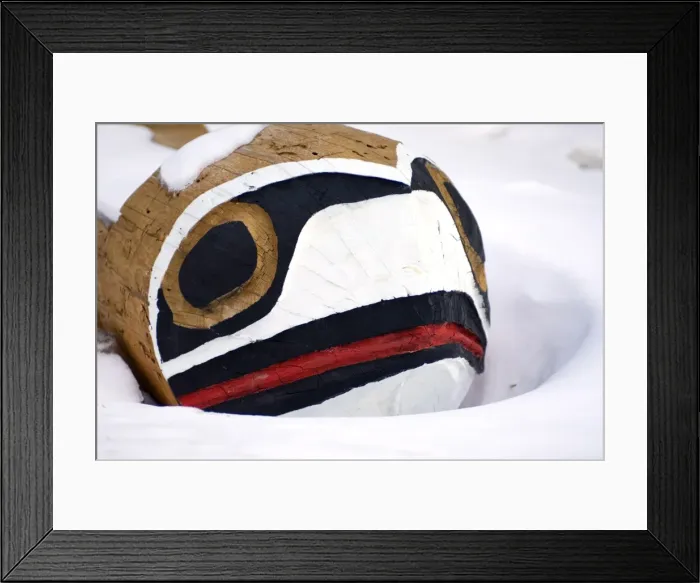 Framed Print : First nation carved bench in snow, Banff, Alberta Canada, North America Framed Print : First nation carved bench in snow, Banff, Alberta Canada, North America
