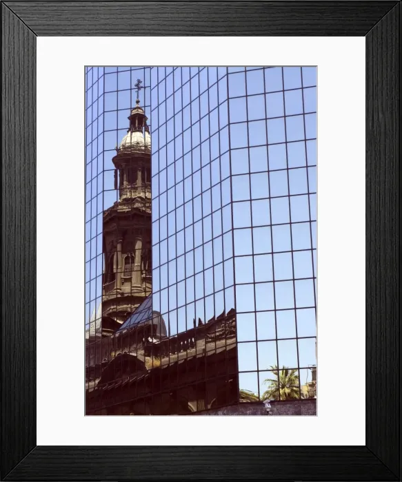 Framed Print : The Metropolitan Cathedral reflected in modern building, Plaza de Armas Framed Print : The Metropolitan Cathedral reflected in modern building, Plaza de Armas