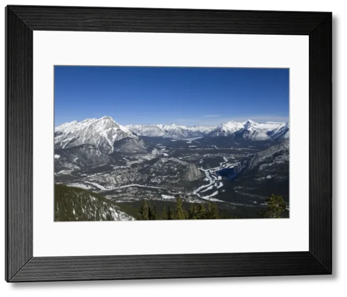 Framed Print : Views of Banff and the Bow Valley surrounded by the Rocky Mountains from the top of Sulphur Mountain, Banff National Park, UNESCO World Heritage Site, Alberta, Canada Framed Print : Views of Banff and the Bow Valley surrounded by the Rocky Mountains from the top of Sulphur Mountain, Banff National Park, UNESCO World Heritage Site, Alberta, Canada