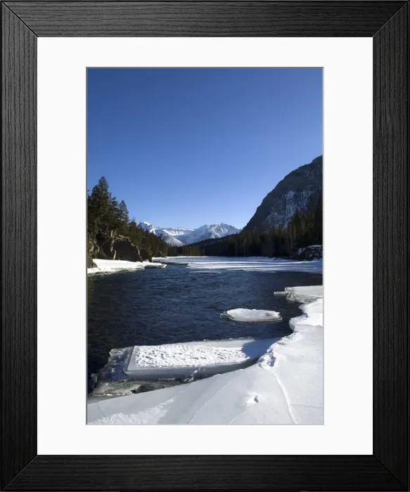 Framed Print : The frozen Bow River, Banff, Alberta, Canada, North America Framed Print : The frozen Bow River, Banff, Alberta, Canada, North America