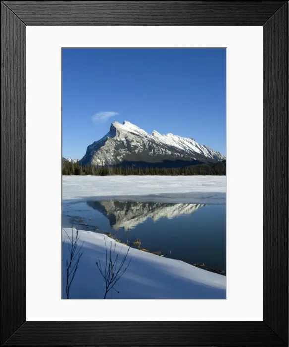 Framed Print : Reflection of Rocky Mountains in Vermilion Lakes in Banff National Park Framed Print : Reflection of Rocky Mountains in Vermilion Lakes in Banff National Park