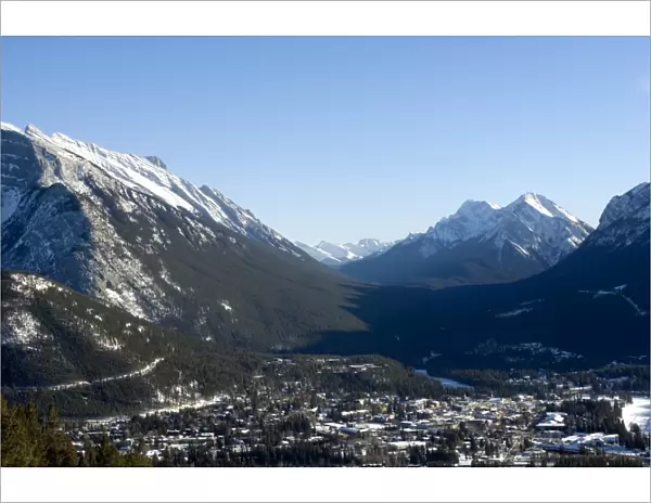 Banff surrounded by Canadian Rocky Mountains, Alberta, Canada, North America