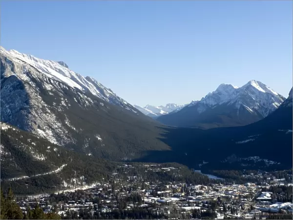 Banff surrounded by Canadian Rocky Mountains, Alberta, Canada, North America