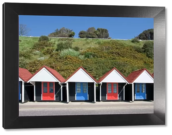 Beach huts, Bournemouth Promenade, Dorset, England, United Kingdom, Europe