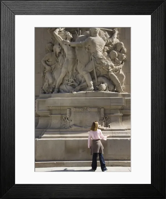 Framed Print : Bas relief sculpture depicting the citys early history, Michigan Avenue Bridge Framed Print : Bas relief sculpture depicting the citys early history, Michigan Avenue Bridge