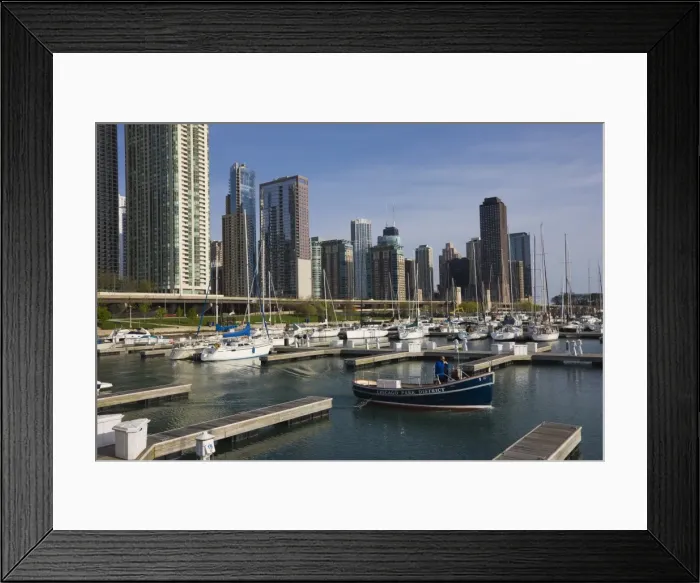 Framed Print : Yacht marina, Chicago, Illinois, United States of America, North America Framed Print : Yacht marina, Chicago, Illinois, United States of America, North America