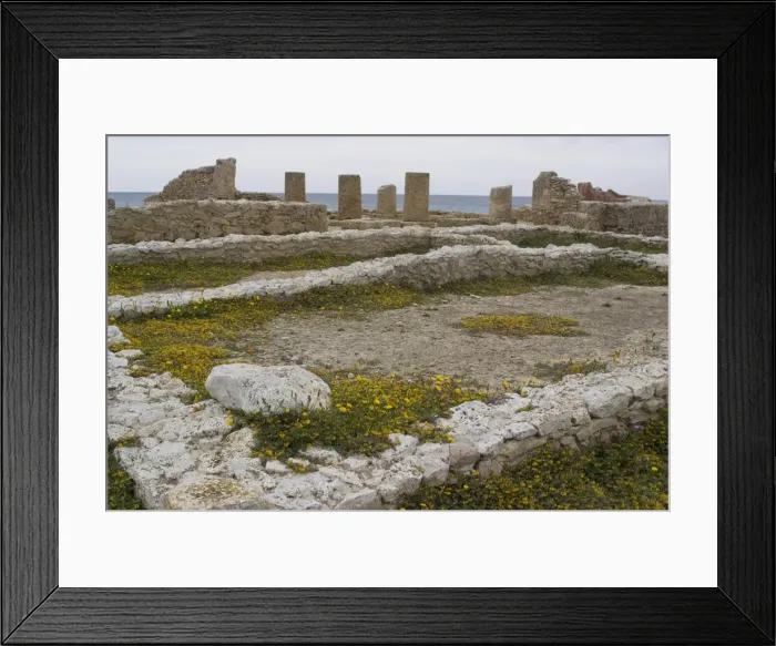 Framed Print : Looking towards the peristyle house at Kerkouane, the only pure Punic site ever found Framed Print : Looking towards the peristyle house at Kerkouane, the only pure Punic site ever found