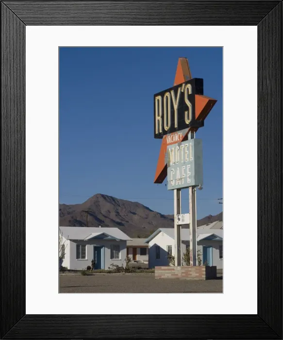 Framed Print : Old motel sign, motel is now defunct, Amboy, California, United States of America