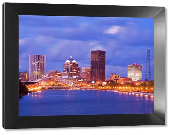 Genesee River and Rochester skyline, New York State, United States of America