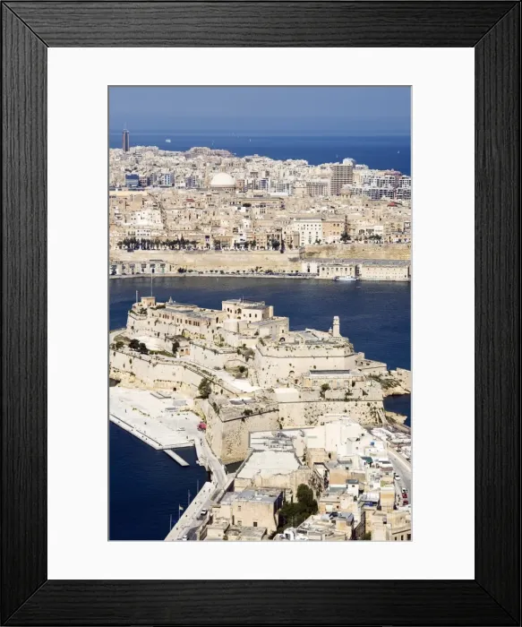 Framed Print : Aerial view of St. Angelo Fort and Valletta, Malta, Mediterranean, Europe Framed Print : Aerial view of St. Angelo Fort and Valletta, Malta, Mediterranean, Europe