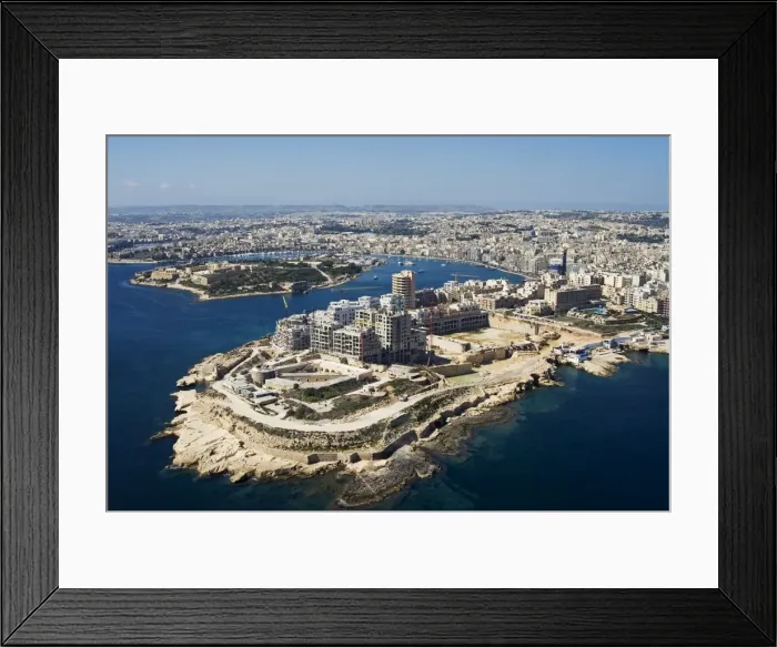 Framed Print : Aerial view of Tigne or Dragutt Point and Manoel Island, Malta, Mediterranean, Europe