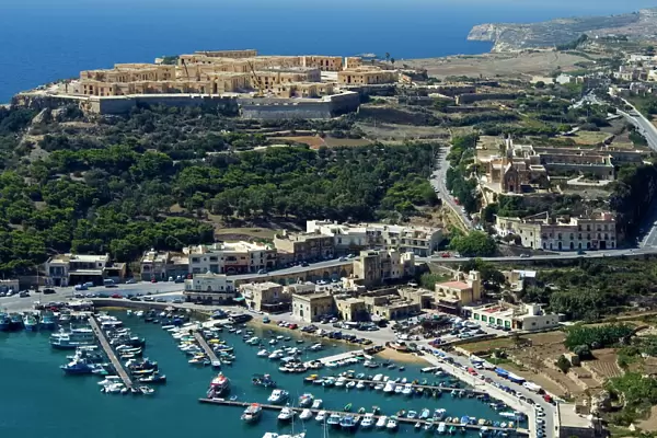 Aerial view of Mgarr, Gozo Island, Malta, Mediterranean, Europe