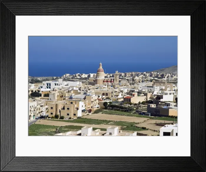 Framed Print : Aerial view of St. Lawrenz, Gozo Island, Malta, Mediterranean, Europe