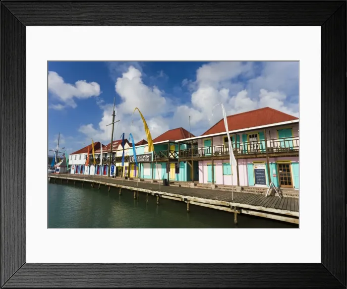 Framed Print : Heritage Quay shopping district in St. Johns, Antigua, Leeward Islands Framed Print : Heritage Quay shopping district in St. Johns, Antigua, Leeward Islands