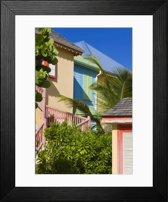 Framed Print : Colourfully painted buildings at Orient Beach, St. Martin (St. Maarten) Framed Print : Colourfully painted buildings at Orient Beach, St. Martin (St. Maarten)