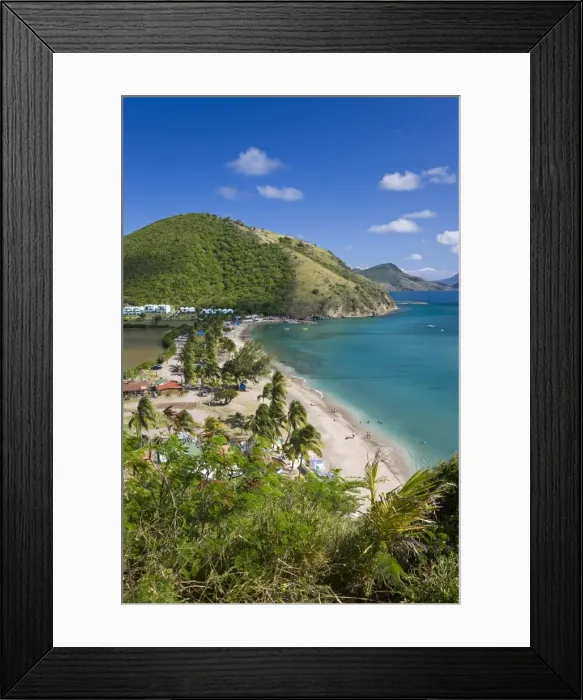 Framed Print : Elevated view over Frigate Bay Beach on the calm Caribbean-side of the isthmus Framed Print : Elevated view over Frigate Bay Beach on the calm Caribbean-side of the isthmus