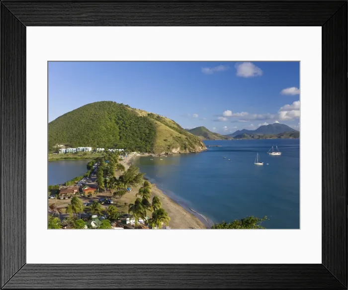 Framed Print : Elevated view over Frigate Bay Beach, Frigate Bay, St. Kitts, Leeward Islands Framed Print : Elevated view over Frigate Bay Beach, Frigate Bay, St. Kitts, Leeward Islands