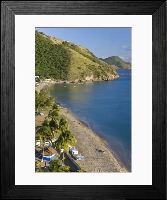 Framed Print : Elevated view over Frigate Bay Beach, Frigate Bay, St. Kitts, Leeward Islands Framed Print : Elevated view over Frigate Bay Beach, Frigate Bay, St. Kitts, Leeward Islands