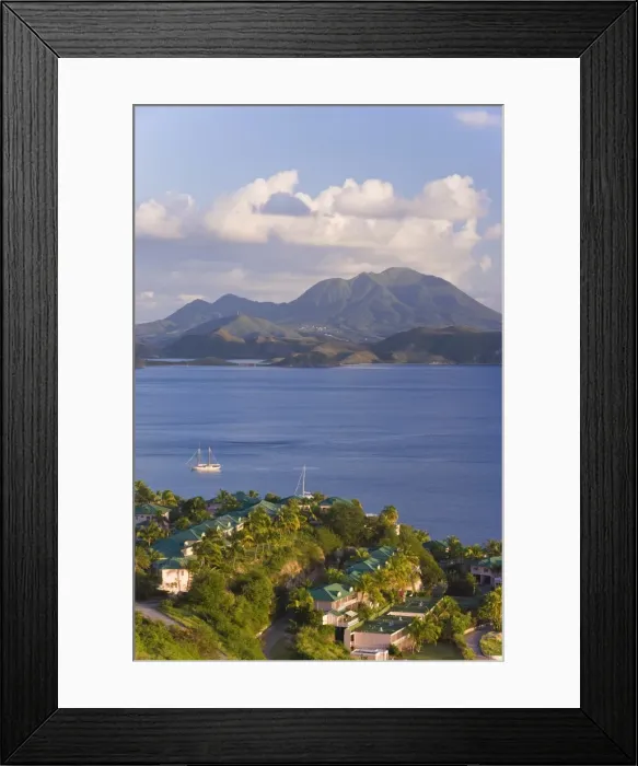 Framed Print : Frigate Bay, southeast of Basseterre, an isthmus with the calm Caribbean-side Frigate Bay beach Framed Print : Frigate Bay, southeast of Basseterre, an isthmus with the calm Caribbean-side Frigate Bay beach